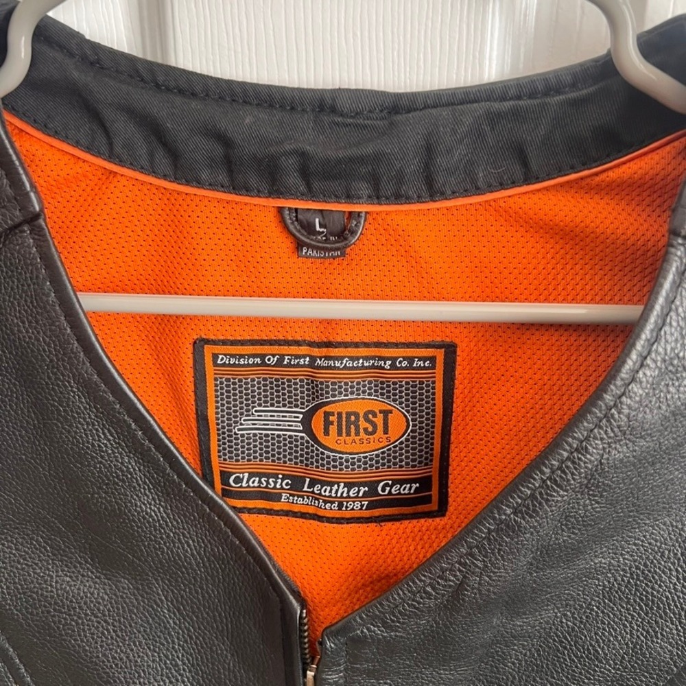 First Classics‎ Leather Motorcycle Vest Biker Studded Black Mens Size L